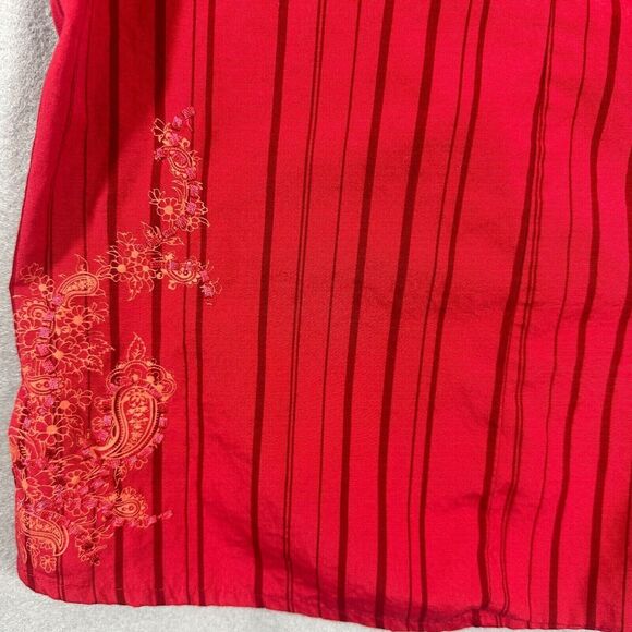 CJ Banks Womens Button Up Top Stripes Red Plus Size 1X - Picture 7 of 11